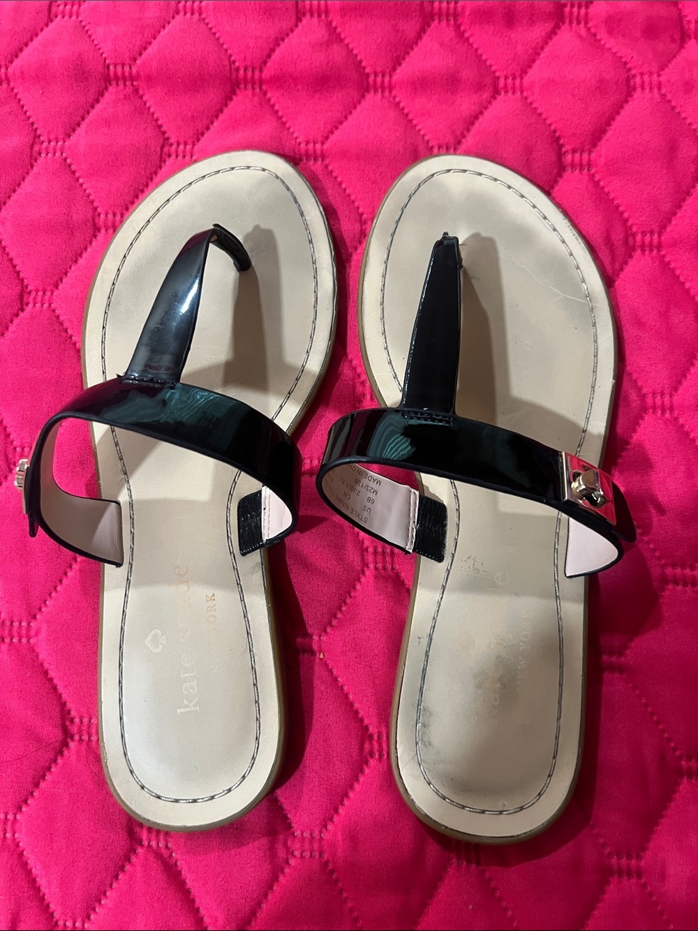 Black Patent Leather T-Strap Women's Sandals - Picture 6 of 7